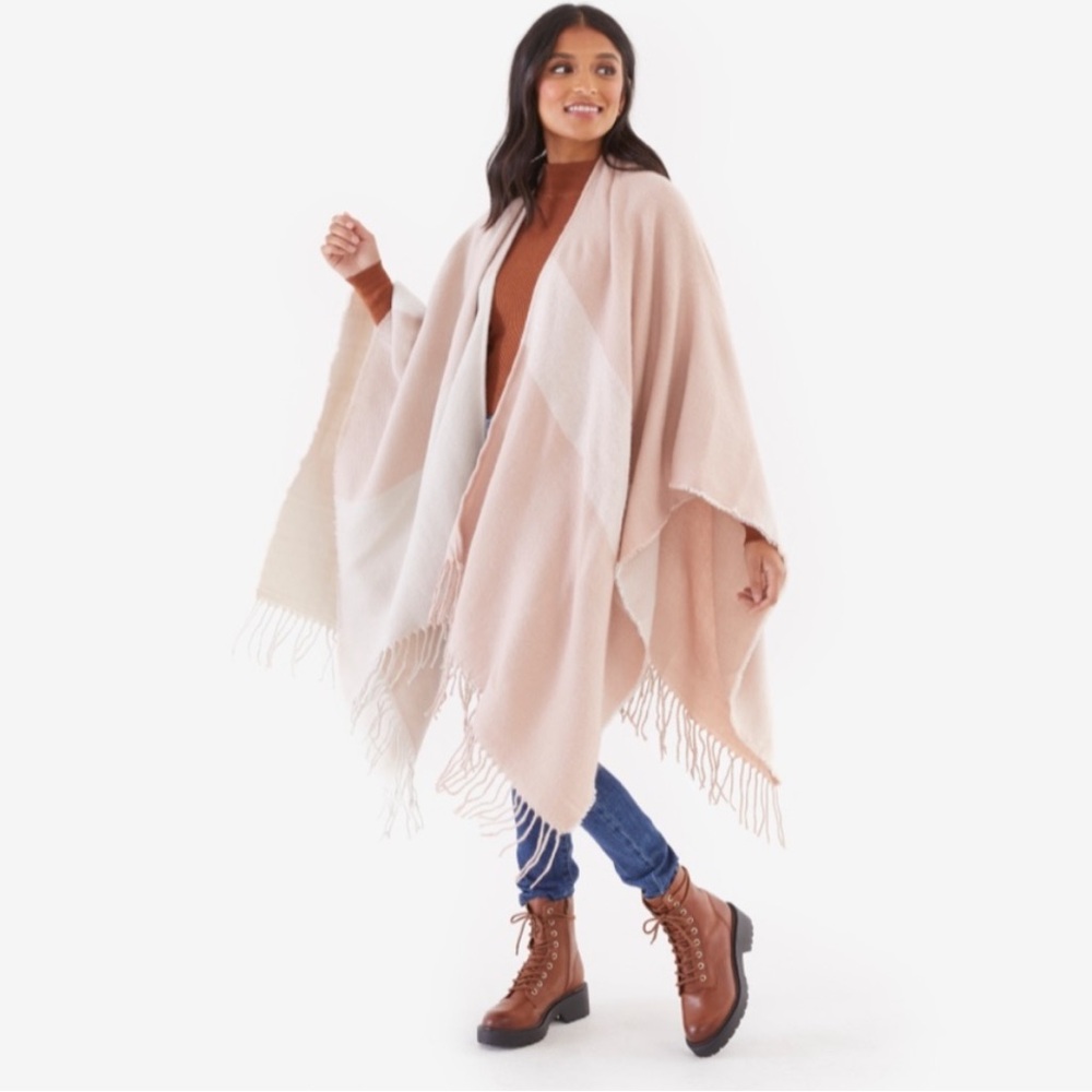 Soia & Kyo woven scarf cardigan fringe knit scarfigan sweater